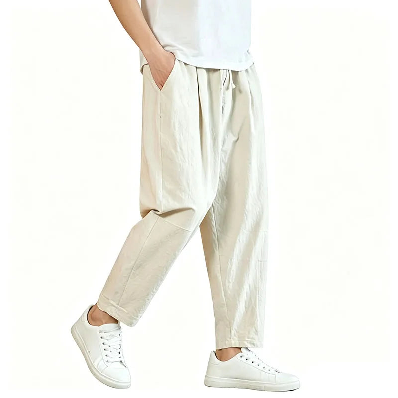 Lightweight Men's Ankel-Length Pants Solid Color Breathable Sweatpants Joggers Men Baggy Pants Streetwear Long Trousers Men