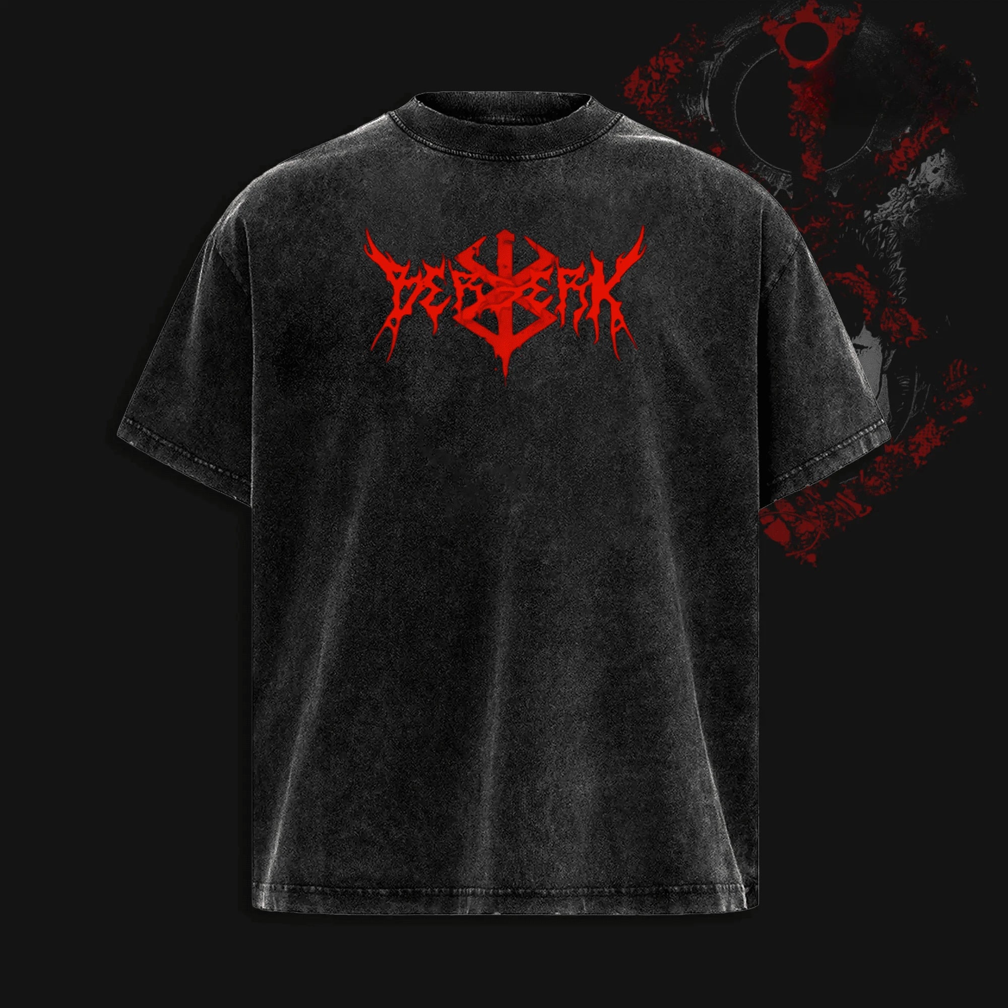 Berserk Guts Anime Printed T-shirt For Men's Clothing Vintage Y2k Washed Oversized T Shirt Casual Short Sleeve Cotton Tees Tops