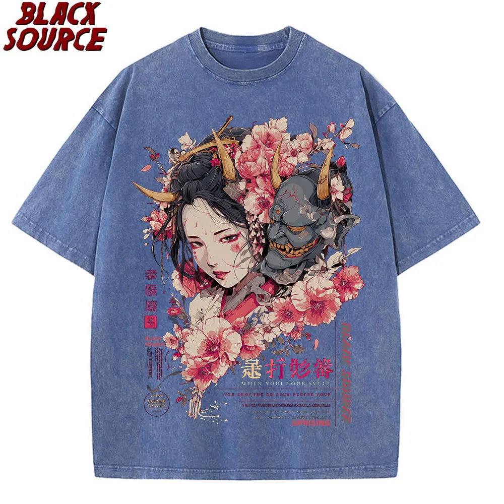 T240 Men'S Women'S Anime-Inspired Graphic T-Shirt Vibrant Dragon Floral Design Casual Summer Short Sleeve Tee Comfortable Round
