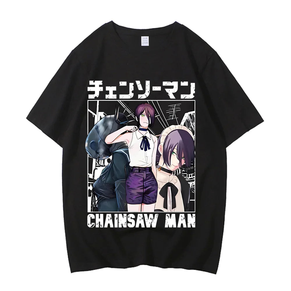 Anime Chainsaw Man Reze T Shirts Kobeni T-shirt Manga Denji Power T Shirt Makima Tops Tees High Quality Cotton Tshirt