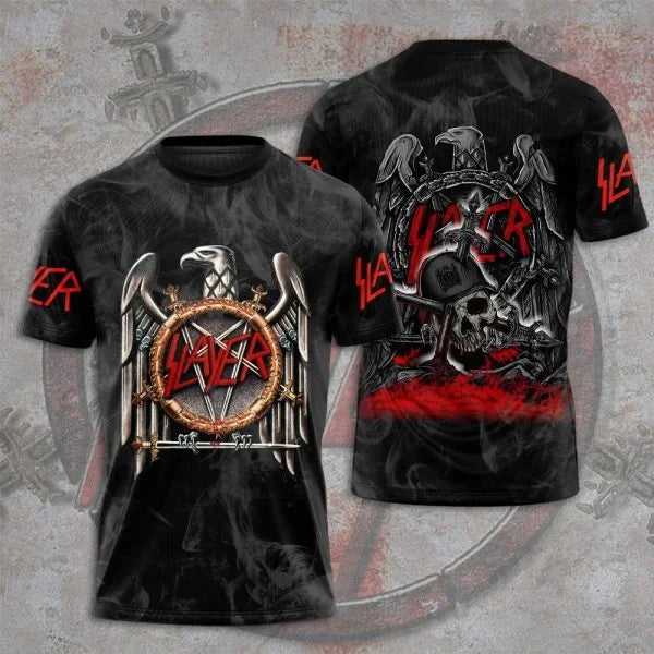 Fashion Men's T-shirt Rock Band Slayer 3D Printed t shirts Men Women Hip Hop Short Sleeve Tee Oversized Streetwear Tops Clothing