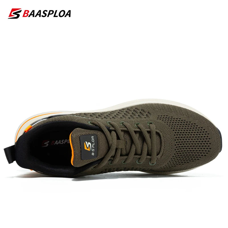 Baasploa New Running Shoes Men's Casual Lightweight Designer Mesh Sneakers Male Outdoor Breathable Lace-Up Sports Walking Shoes