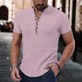 New Men's Short Sleeve Tshirt V neck button Cotton Linen Shirt Men's Casual Clothes Popular Tops for Men
