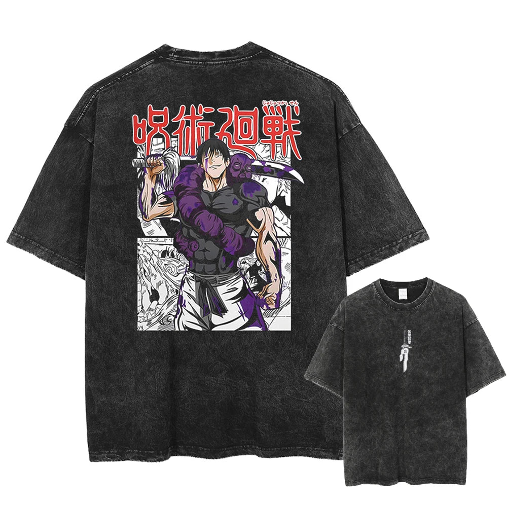 2026 Anime Jujutsu Kaisen Fushiguro Toji Printed T-shirt Men's and Women's Washed T-shirt High Quality Vintage T-shirt Tops