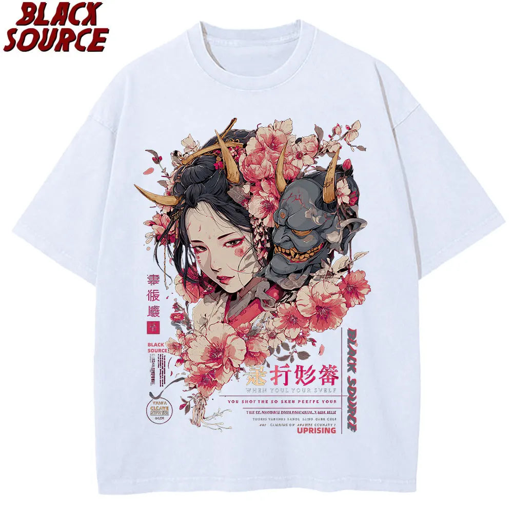 T240 Men'S Women'S Anime-Inspired Graphic T-Shirt Vibrant Dragon Floral Design Casual Summer Short Sleeve Tee Comfortable Round