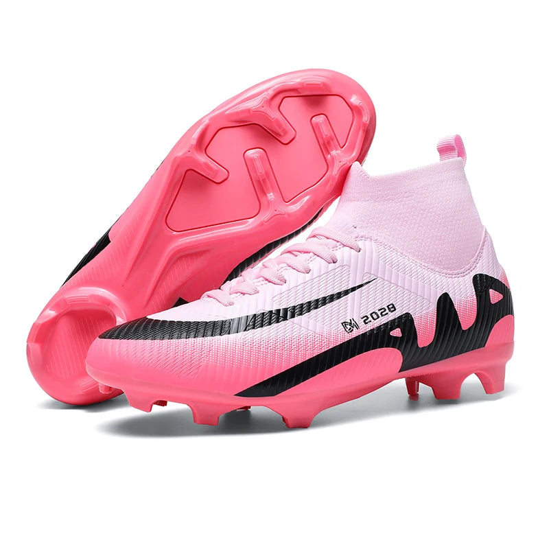 Fashion Pink Soccer Shoes Men's  Professional Lightweight Sock Football Boots Outdoor Non-slip Original Football Cleats Sneakers