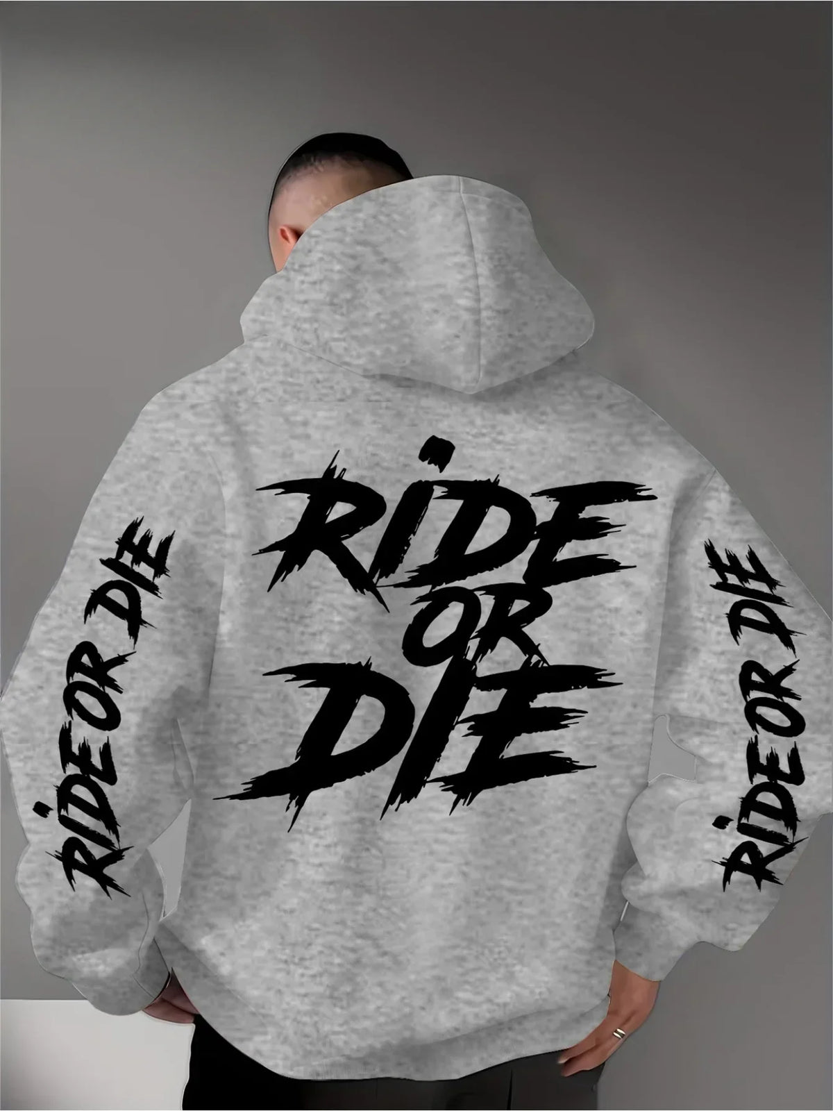 Men's Ride Or Die Graphic Hoodie Sweatshirt Oversized Streetwear Sportswear Pullover Casual Autumn Winter Hooded Top