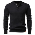 AIOPESON Button Placket Polo Shirt Men Ribbed Stripe Long Sleeve Contemporary Fit Minimalist Autumn Winter Premium Business Top