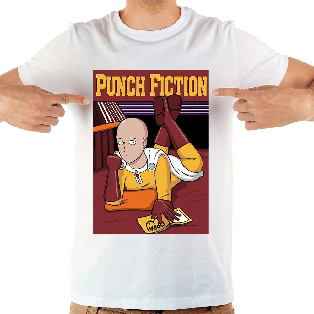 One Punch Hero, Saitama, OK MAN, Funny Anime Tshirt, Men White Casual Short Sleeve T-Shirt, Unisex Streetwear, Manga Tee