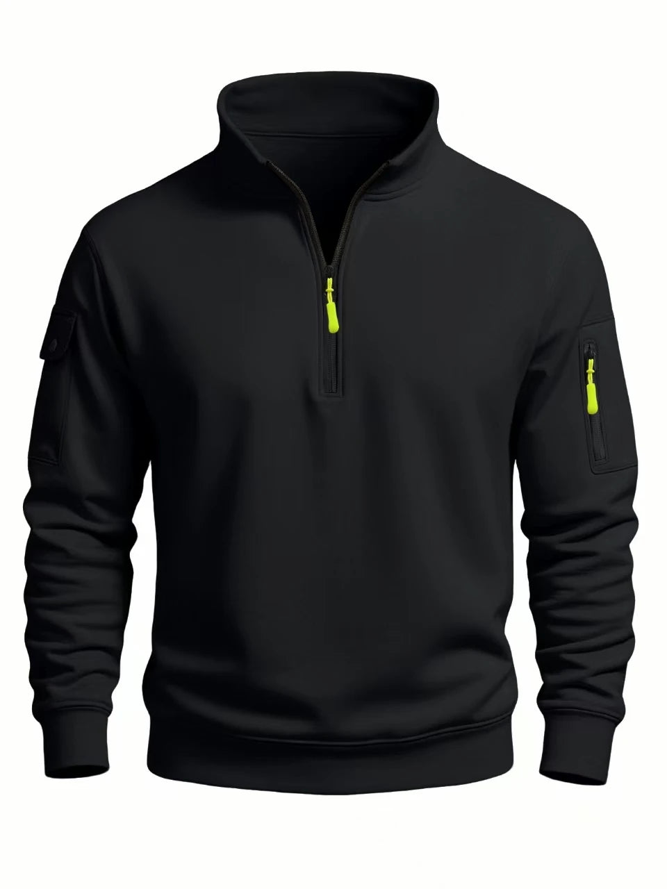 2025 Autumn and Winter New Men's T-Shirt Sweatshirt Casual Sports Casual Long Sleeved High Neck Half Zipper Windproof Top