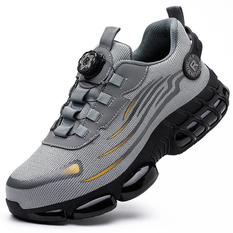 Rotating Button Safety Shoes Man Boots Anti Smash Anti Piercing Steel Toe Safety Work Shoes Lightweight Breathable Work Boots