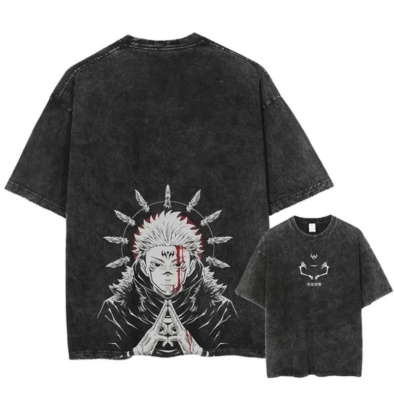 Fushiguro Toji Printed T Shirt Anime Jujutsu Kaisen Tshirt Men Women Casual Loose T-shirts Washed Cotton Tee Harajuku Male Tops