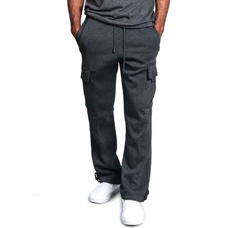 Men's  Cargo Pants Loose Drawstring Sweatpants with Pockets Sports Straight Trousers Jogging Long Pants Hip Hop Streetwear