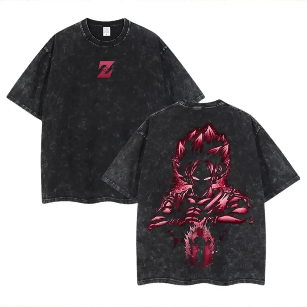 Anime Dragon Ball Cosplay Washed Goku T-Shirt Cotton Loose Large Casual Sports Vegeta Gym T-Shirt Men's Harajuku Tee Clothing