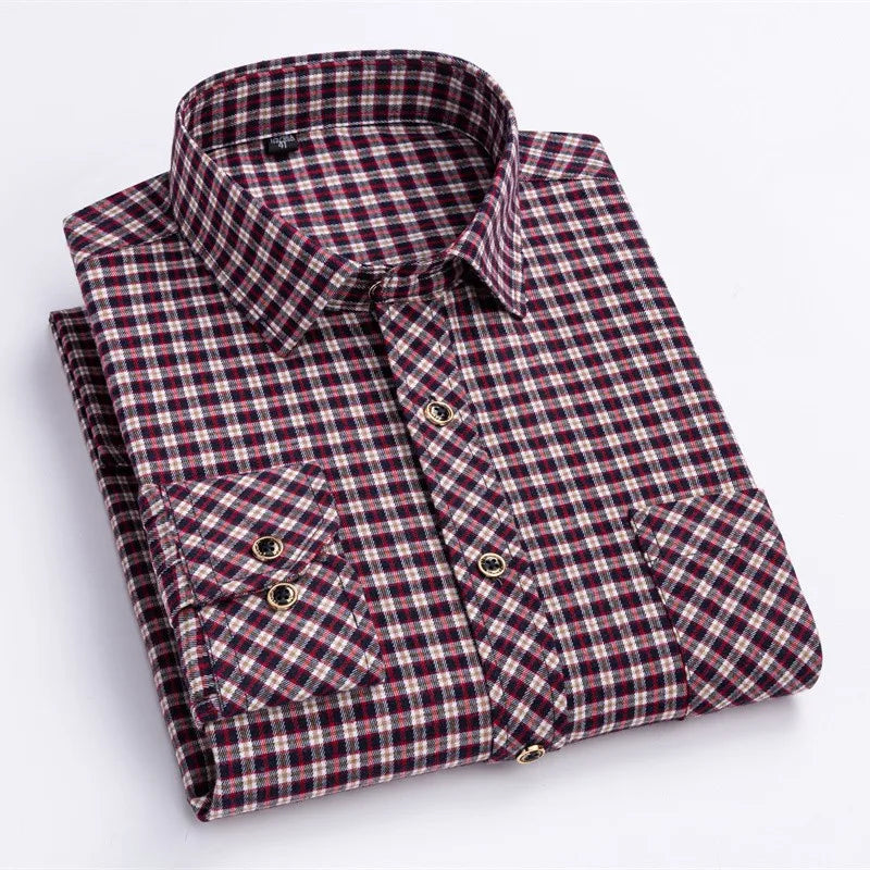 2024 New Fashion Men's Plaid Shirt Long Sleeve Cotton Regular Fit Men Casual Flannel Shirts Leisure Autumn Male Blouse Clothing