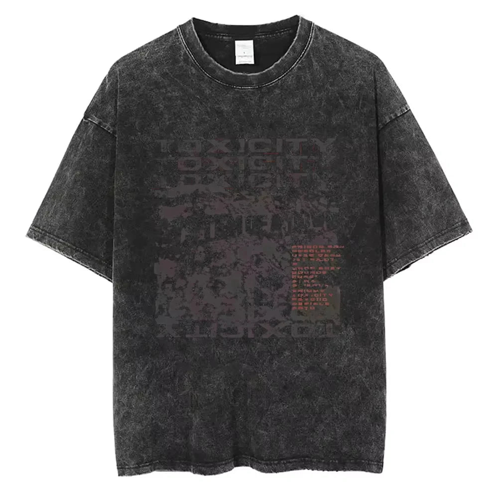 System of A Down Toxicity Album Graphic Washed T-shirts Men Women Rock Oversized T Shirt Male Vintage Alternative Metal T-shirts
