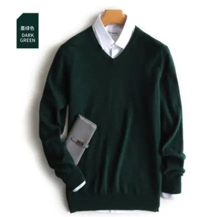 Classic Pullover V-Neck Sweater Men 2024 Autumn Winter Cashmere Cotton Blend Warm Jumper Clothes Pull Homme Man Hombres Sweater