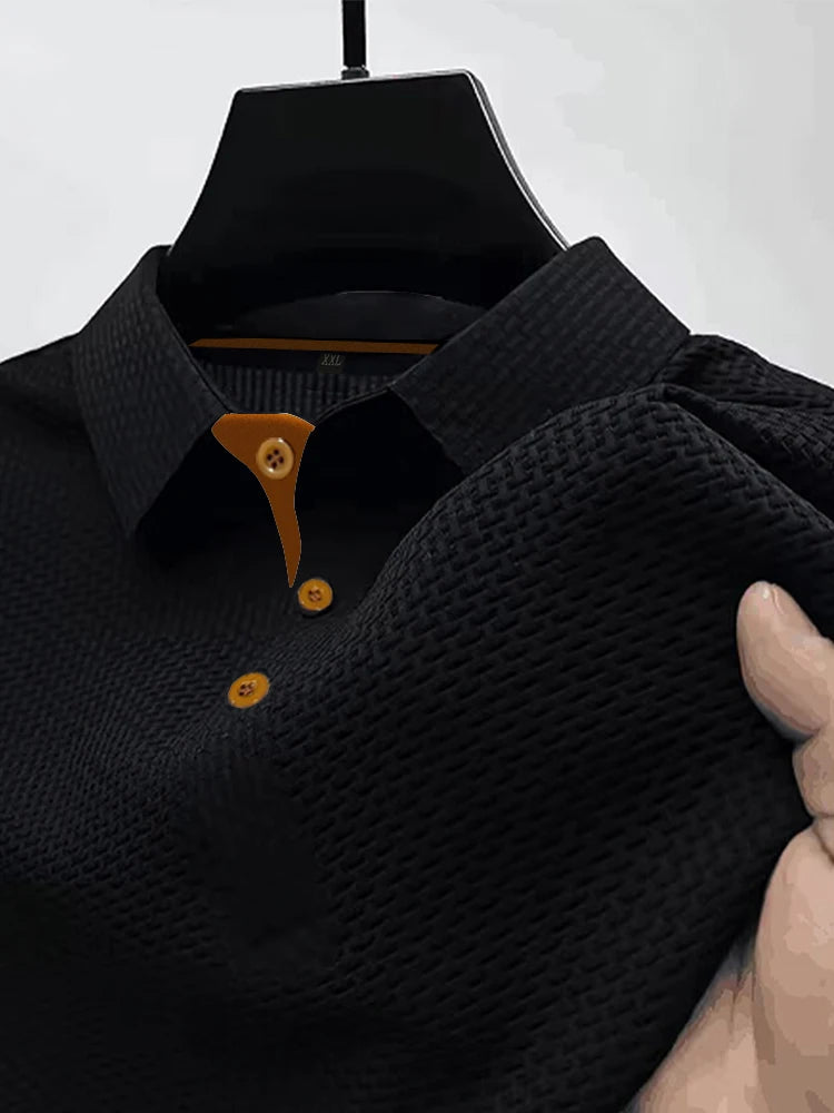 Summer ice silk lapel POLO men's short-sleeved T-shirt, men's top