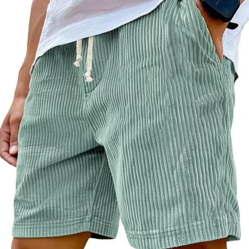 American Vintage Corduroy Shorts For Men Summer Loose Drawstring Versatile Middle Pant 2025 Fashion Casual Short Trousers