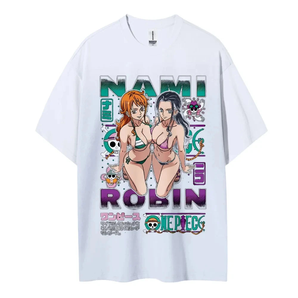 ONE PIECE Anime NAMI ROBIN Printed T-shirt Men's and Women's T-shirt Men's Top Sports T-shirt Men's T-shirt Summer Tee 2026