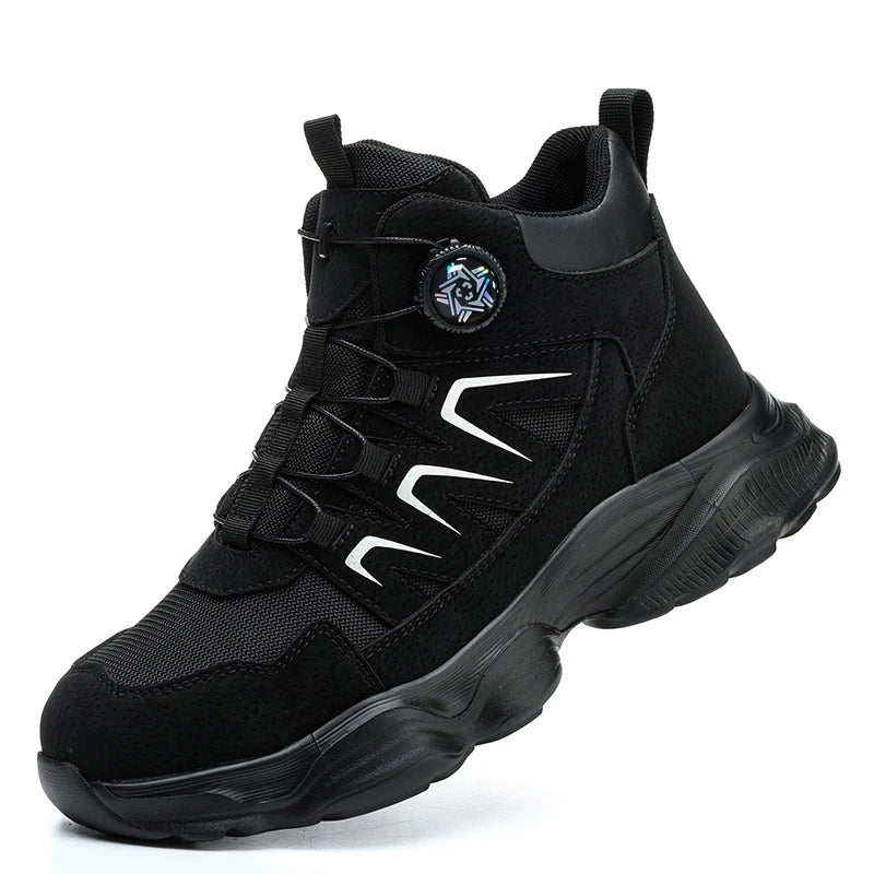 Rotating Button Safety Shoes Man Boots Anti Smash Anti Piercing Steel Toe Safety Work Shoes Lightweight Breathable Work Boots