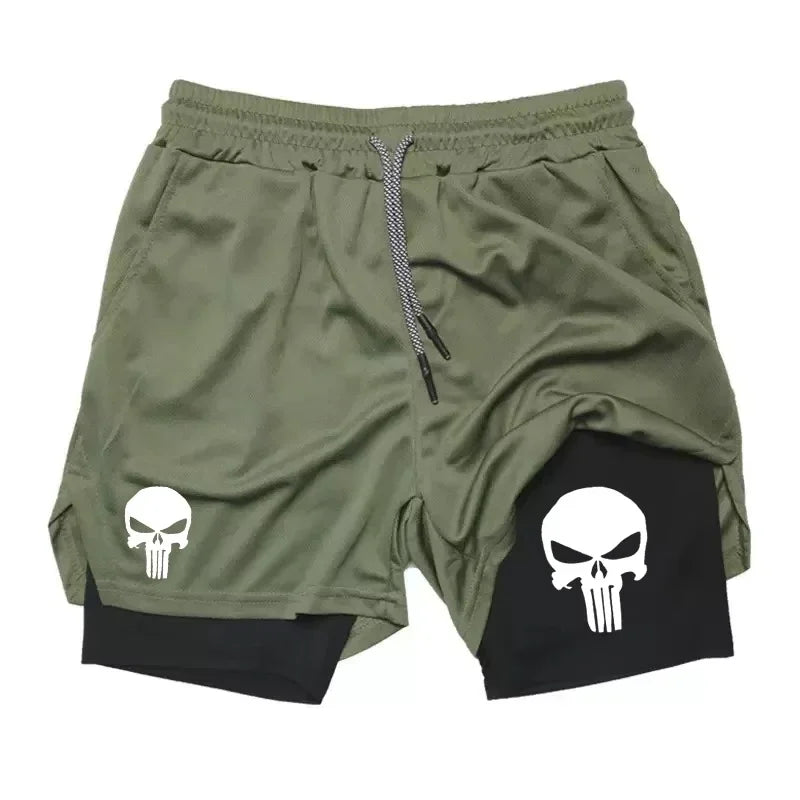 Summer Men's 2-in-1 Sports Shorts with Phone Bag, Quick Drying Fitness Running Shorts