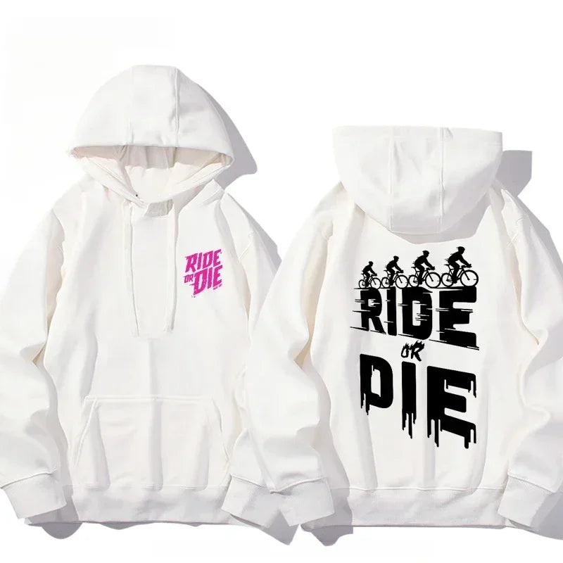 Men's Ride or Die Lettering Hoodie Printed Adult Casual Long Sleeve Hip-Hop Street Sweatshirt Autumn and Winter Warm Sweatshirt