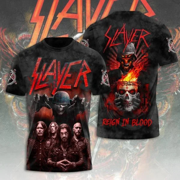 Fashion Men's T-shirt Rock Band Slayer 3D Printed t shirts Men Women Hip Hop Short Sleeve Tee Oversized Streetwear Tops Clothing