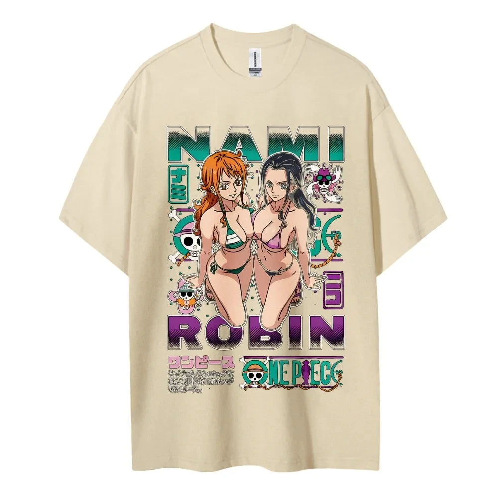ONE PIECE Anime NAMI ROBIN Printed T-shirt Men's and Women's T-shirt Men's Top Sports T-shirt Men's T-shirt Summer Tee 2026
