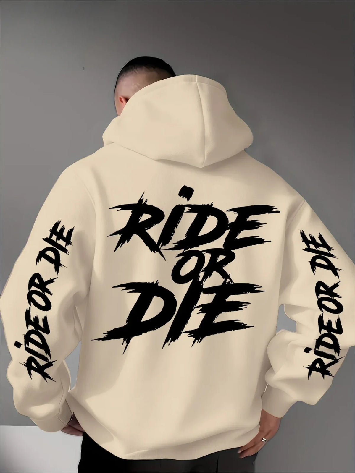 Men's Ride Or Die Graphic Hoodie Sweatshirt Oversized Streetwear Sportswear Pullover Casual Autumn Winter Hooded Top