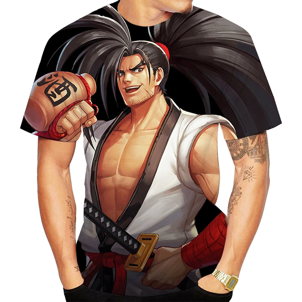 Fun fighting game creative 3D printed short sleeved T-shirt with fashionable, cool and trendy personality