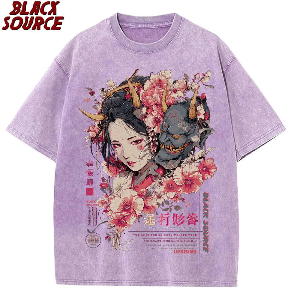 T240 Men'S Women'S Anime-Inspired Graphic T-Shirt Vibrant Dragon Floral Design Casual Summer Short Sleeve Tee Comfortable Round