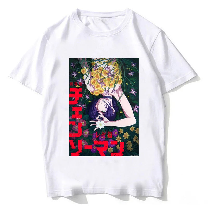 Anime Chainsaw Man Reze T Shirts Kobeni T-shirt Manga Denji Power T Shirt Makima Tops Tees High Quality Cotton Tshirt