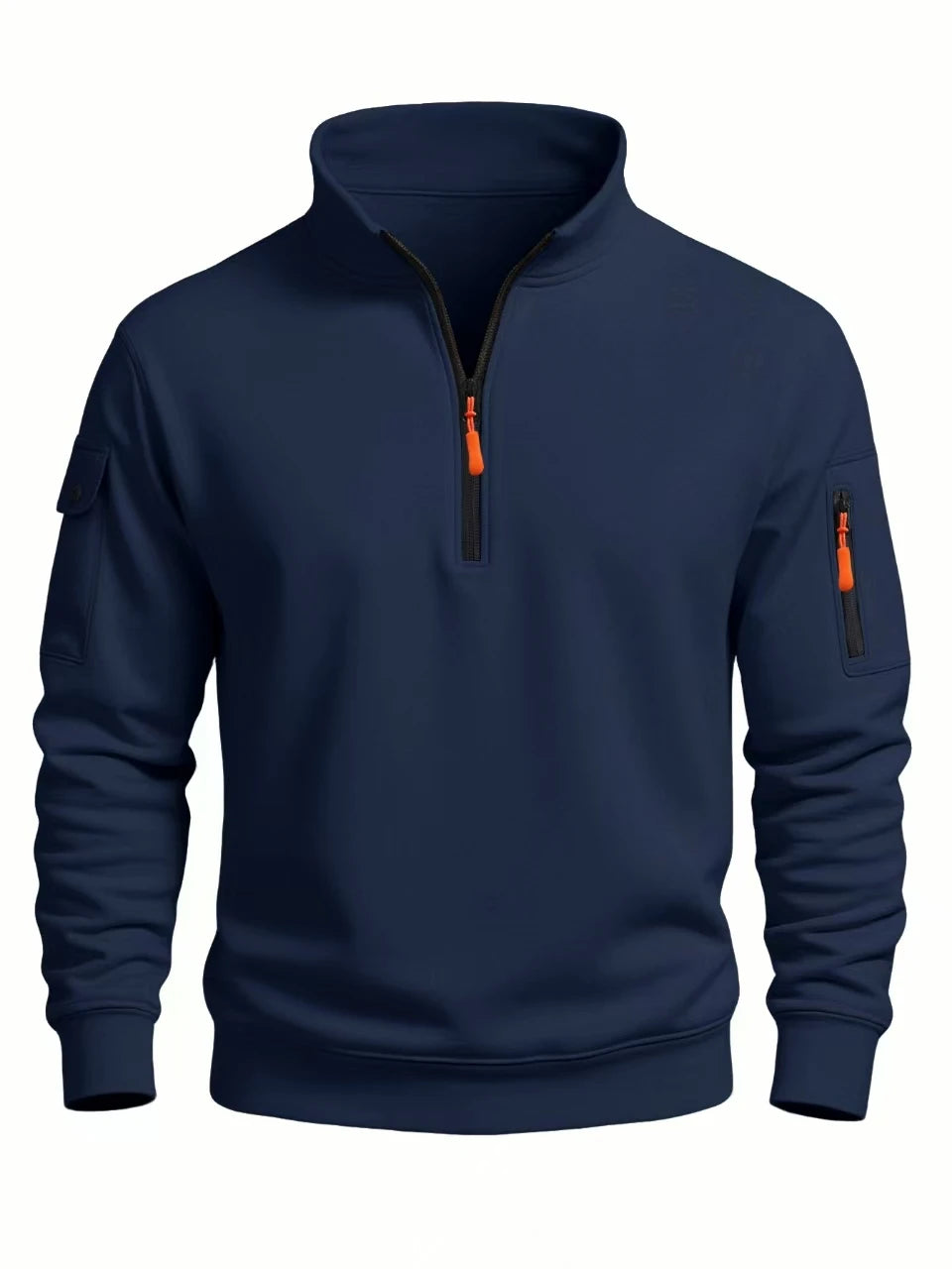 2025 Autumn and Winter New Men's T-Shirt Sweatshirt Casual Sports Casual Long Sleeved High Neck Half Zipper Windproof Top