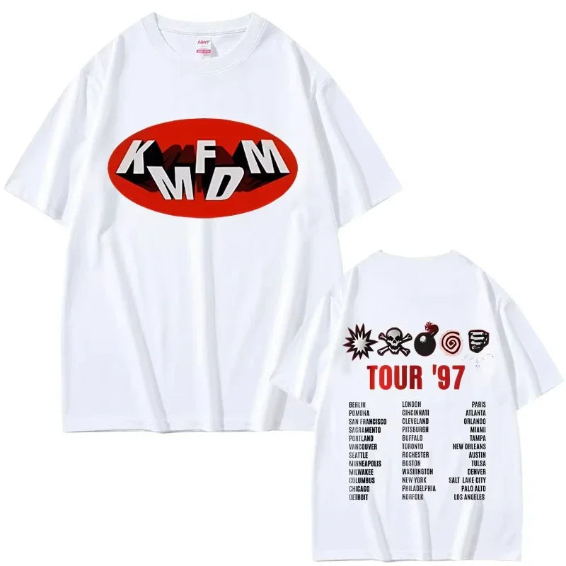 Rock Band Kmfdm Tour 97 Graphic Print  T-shirt Summer Men Women Vintage Gothic Punk Streetwear Male Casual Pure Cotton  T Shirts