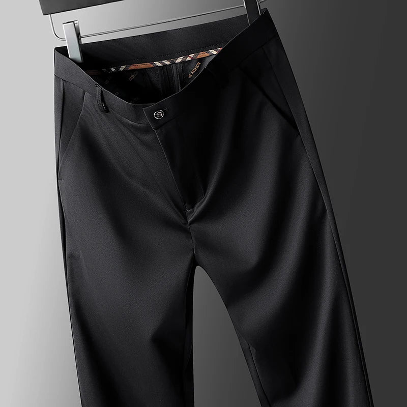 3Piece Set Men's Four-Way Stretch Business Casual Pants Elastic Comfortable Formal Dress Trousers for Spring/Autumn
