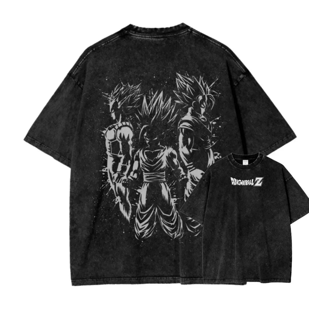 Anime Dragon Ball Cosplay Washed Goku T-Shirt Cotton Loose Large Casual Sports Vegeta Gym T-Shirt Men's Harajuku Tee Clothing