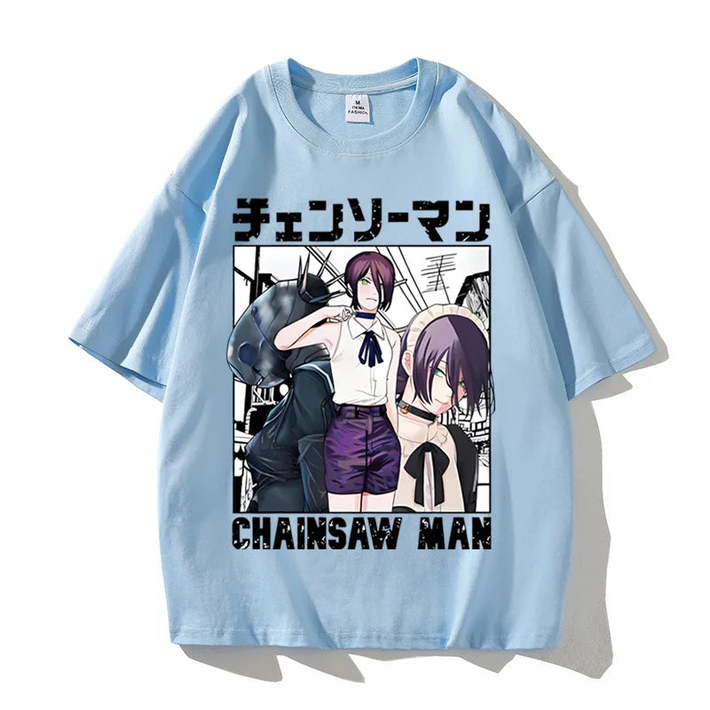 Anime Chainsaw Man Reze T Shirts Kobeni T-shirt Manga Denji Power T Shirt Makima Tops Tees High Quality Cotton Tshirt
