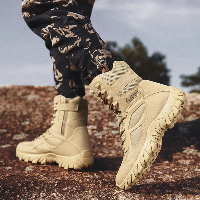 Men Tactical Boot Safety Anti-Slip Military Brand Hunting Hiking Shoes High Quality Desert Motorcycle Unisex Army Climbing Shoes