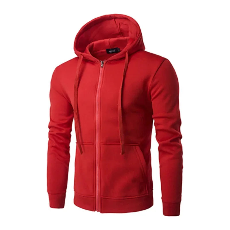 Men's Fashion Fleece Loose Casual Zipper Hoodie Suitable for Spring and Autumn Wear