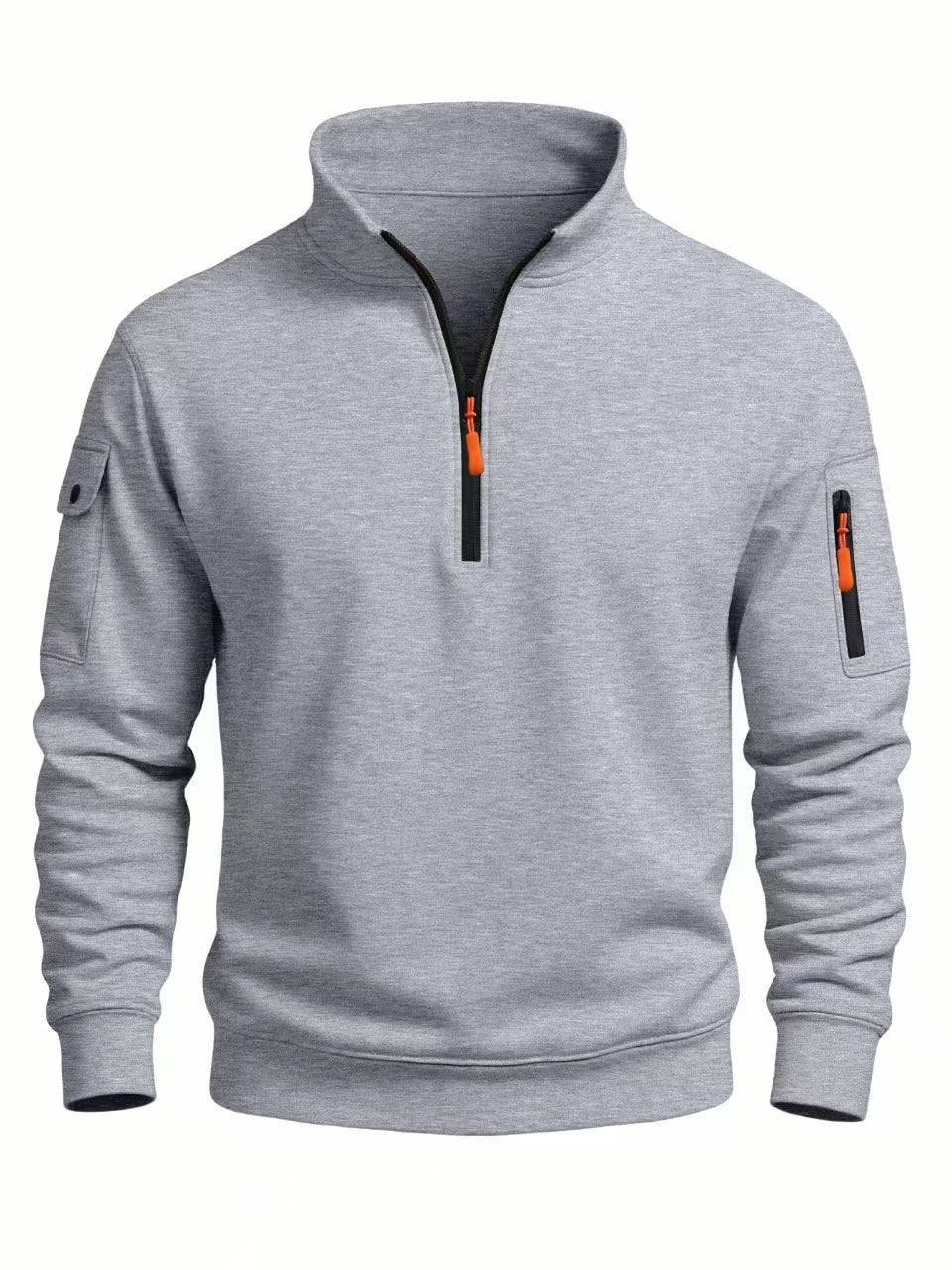 2025 Autumn and Winter New Men's T-Shirt Sweatshirt Casual Sports Casual Long Sleeved High Neck Half Zipper Windproof Top