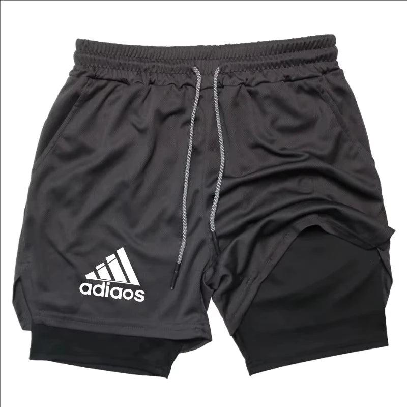 Men'S Compression Shorts Summer Gym Fitness Running Training Sports Shorts Two-In-One Mesh Breathable Quick-Drying Shorts