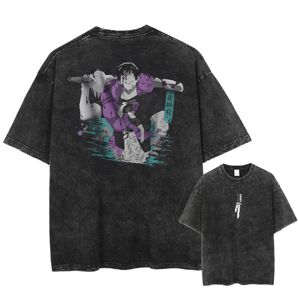 2026 Anime Jujutsu Kaisen Fushiguro Toji Printed T-shirt Men's and Women's Washed T-shirt High Quality Vintage T-shirt Tops