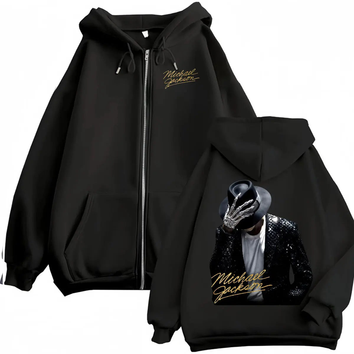 King of Pop Michael Jackson Bad Era Zipper Hoodie Men Women Harajuku Streetwear Jacket Sweatshirt Fleece Casual Zip Up Pullovers