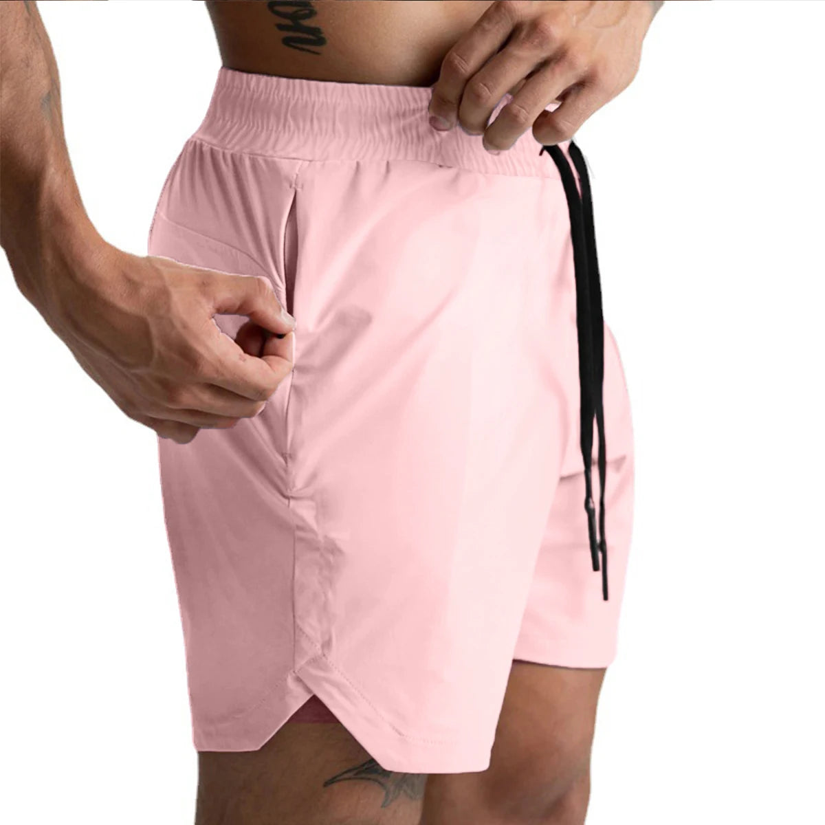 Shorts Single Woven Quick Dry Shorts Solid Color Running Fitness Sports Casual American Style Five Quarter Pants For Men