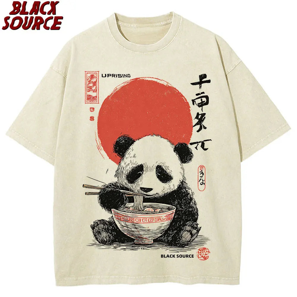 t0207 Panda Enjoying Time T Shirts Men Women Short Sleeve Oversize T Shirt Loose Summer Tee Clothes Casual Fashion Tops
