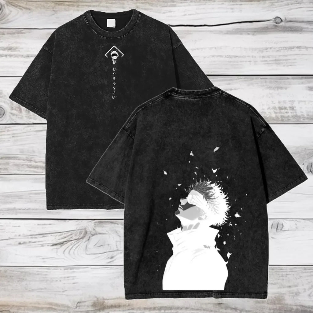 Gojo Satoru Jujutsu Kaisen T Shirt Men Women Tshirt Washed Cotton T-shirt Clothing Summer Short Sleeve Oversized Tees Streetwear