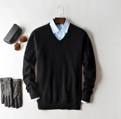 Classic Pullover V-Neck Sweater Men 2024 Autumn Winter Cashmere Cotton Blend Warm Jumper Clothes Pull Homme Man Hombres Sweater