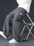 Autumn Men's Baggy Wide-leg Pants Outdoor Jogging Sweatpants Loose Straight Fashion Korean Casual Trousers Streetwear Black Gray