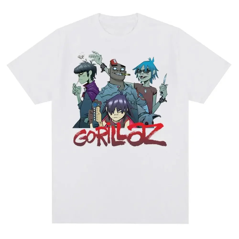 Music Band Gorillazs Punk Rock Print T Shirt 90s Casual Fashion Short Sleeve Plus Size T Shirt Unisex